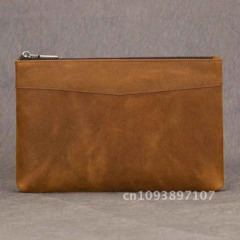 Cartera de mano de cuero genuino Luufan para hombre, cartera de mano con cremallera para hombre de negocios, capacidad diaria para bolso grande, bolso de mano, cinturón para teléfono