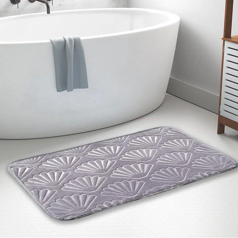 Shell Floor Bath Mat Coral Fleece Bathroom Carpet Water Absorption Non-slip Memory Foam Absorbent Washable Rug Toilet Floor Mat