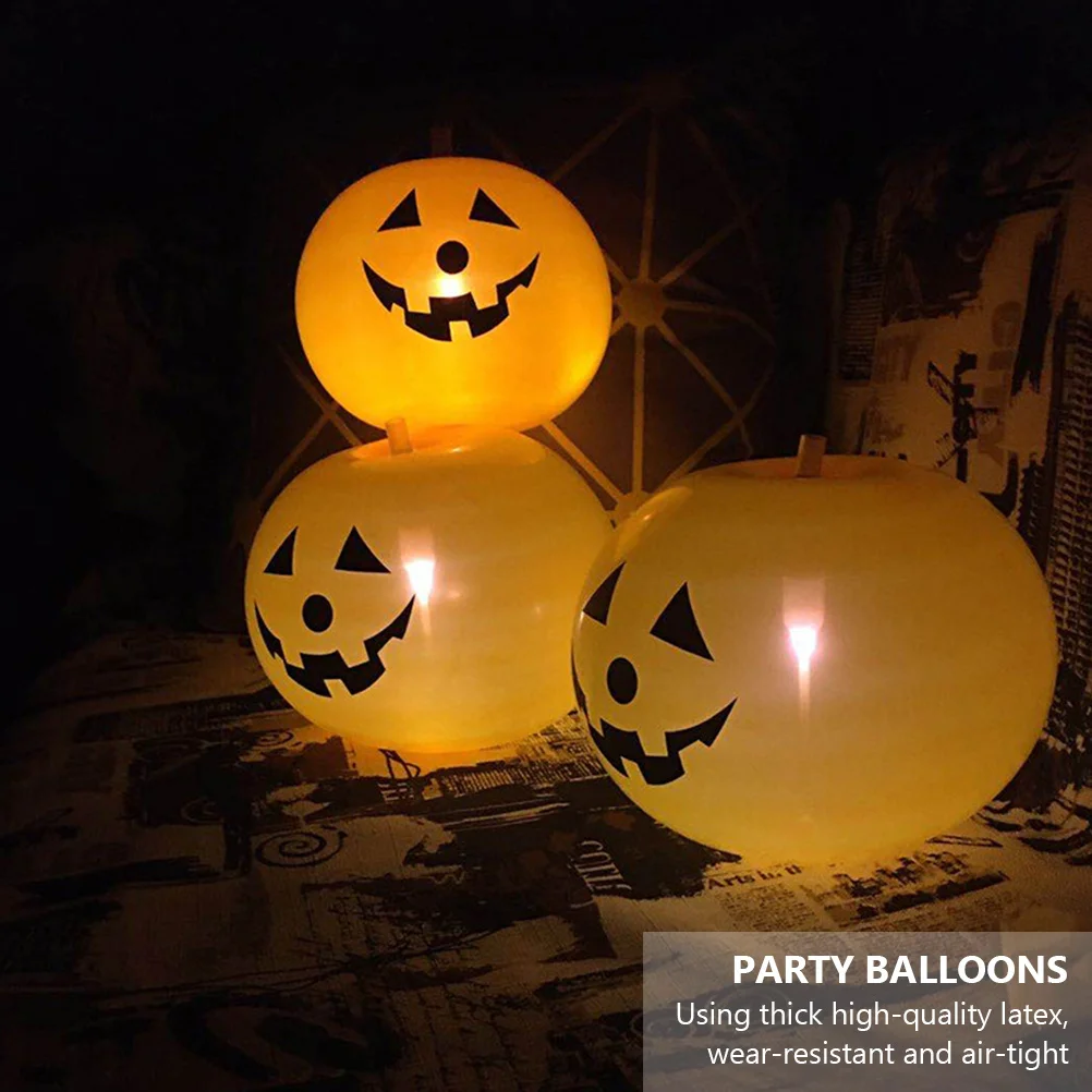 

1Set Halloween LED Pumpkin Balloons Inflatable Latex Button Batteries Included Light Up Party Balloons Inflatable Balloon