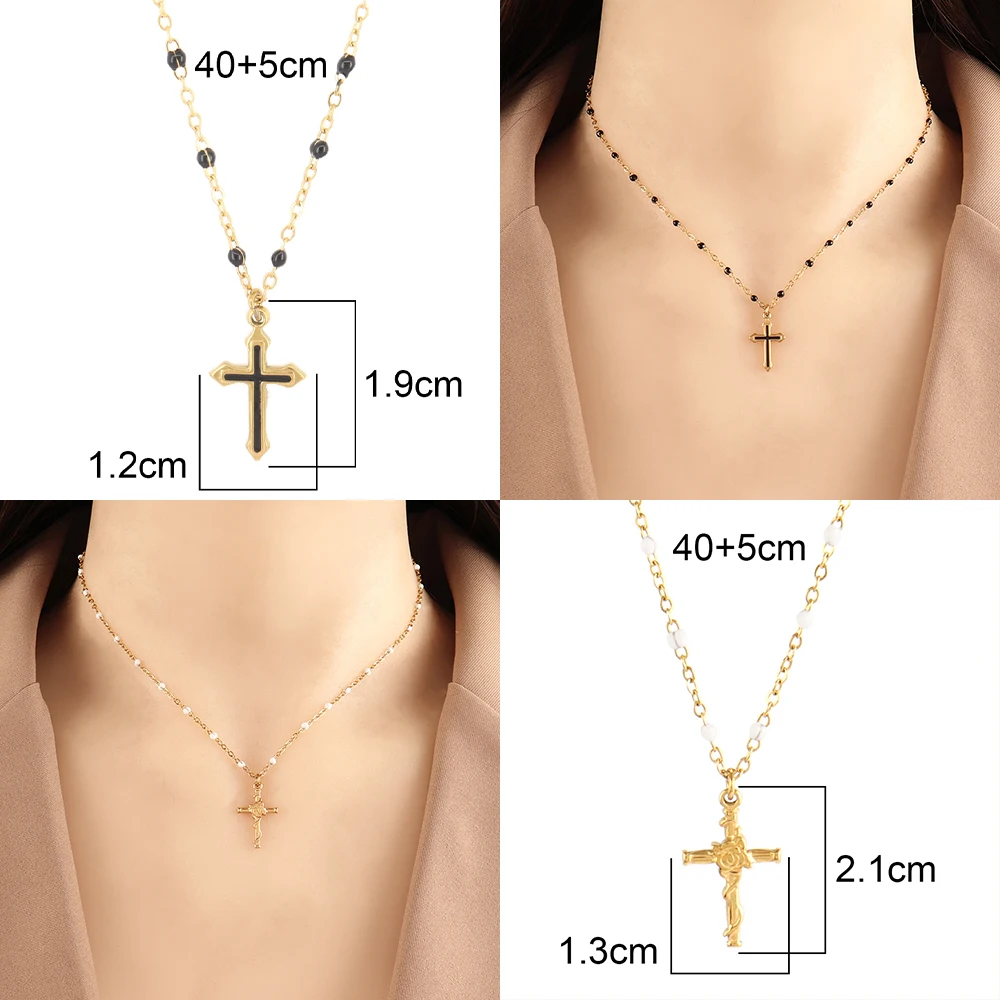 Collana Vintage con ciondolo croce in acciaio inossidabile Color oro 316L per donna collana girocollo con catena 2024 regali di gioielli di tendenza