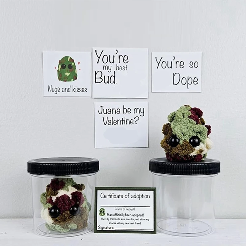 Adopt A Weed Nugget Plushie In A Jar Handmade Plush Stuffed Toys,Little Weed Nugget Plushie Durable Easy Install