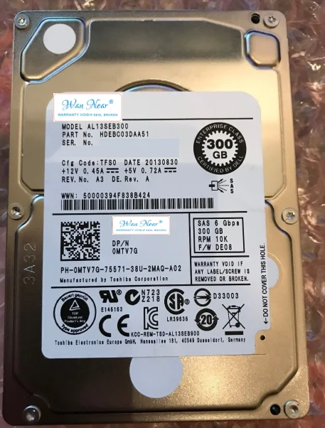 

For 2.5-inch 300G 10K 6Gb SAS MTV7G R620 R720 HDD AL13SEB300