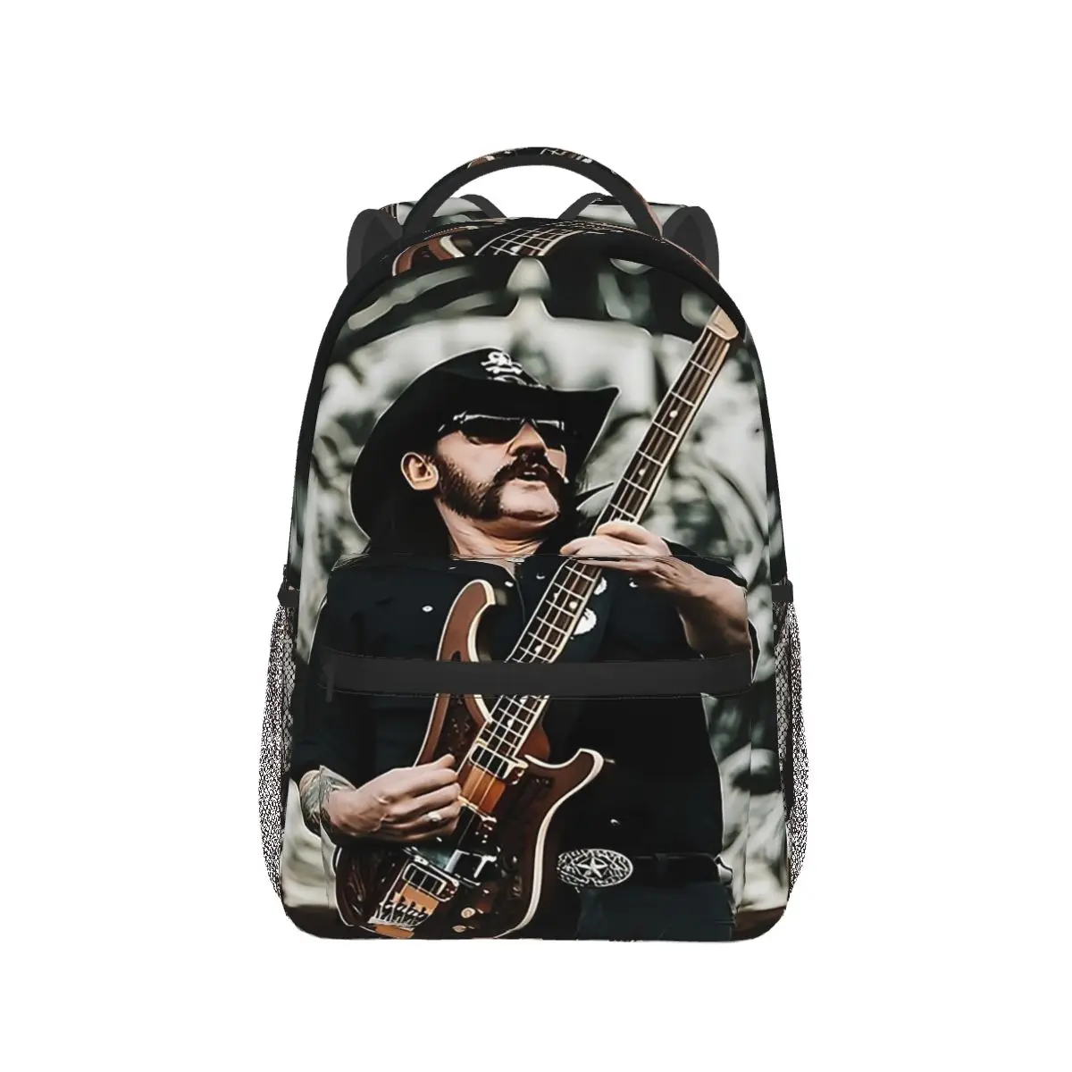 

Lemmy Kilmister With His Guitar 90's Backpack Hot Sale Daypack Large Kids BookBag School Bag Shoulder Bags for Men Women