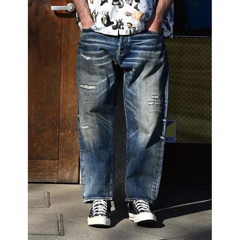 

Jeans Man Pants Baggy Jeans Distressed Loose Fit High Street Trendy Casual Straight Leg Trousers For Men