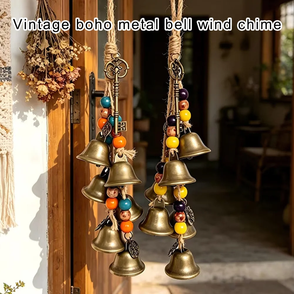 Vintage Boho Metal Bell Wind Chime Hanging Decorative Wind Chimes Outdoor Gardens Homes Witch Bell Door Handle Hanging Ornament