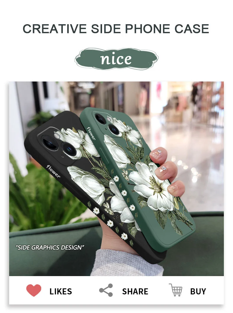 Wild Flowers Phone Case For iPhone 16 15 14 13 12 11 Pro Max Mini X XR XS 8 7 Plus 6 6S Plus Cover