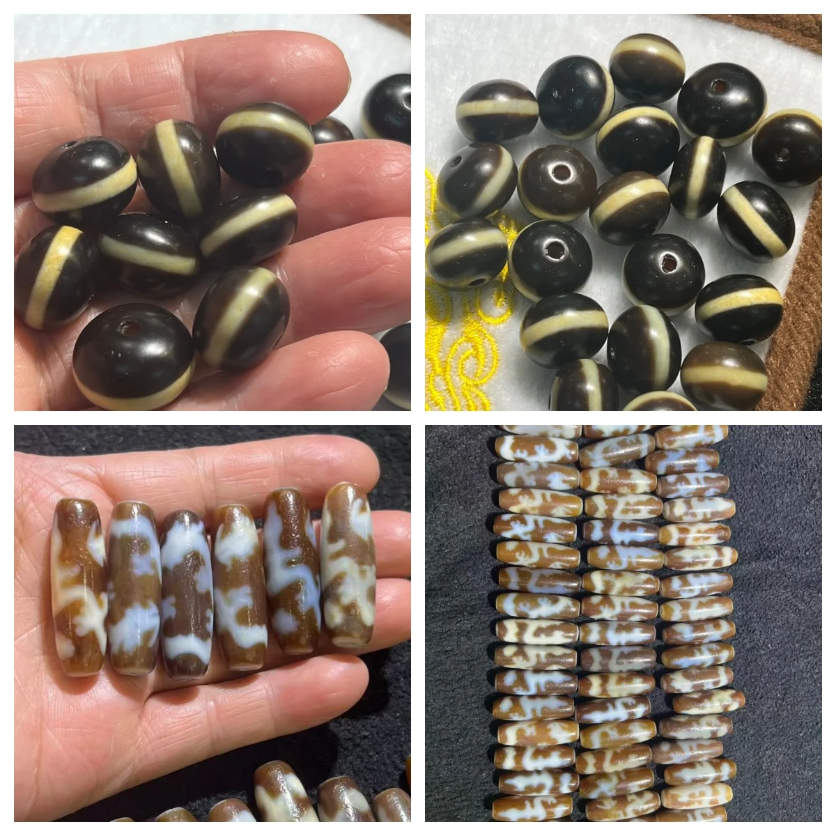 

1pcs/lot Guanyin Riding Dragon Agate Dzi Bead a Line of Yellow Dzi Bead Weathered Patina Tibetan Loose Bead Bracelet Necklace