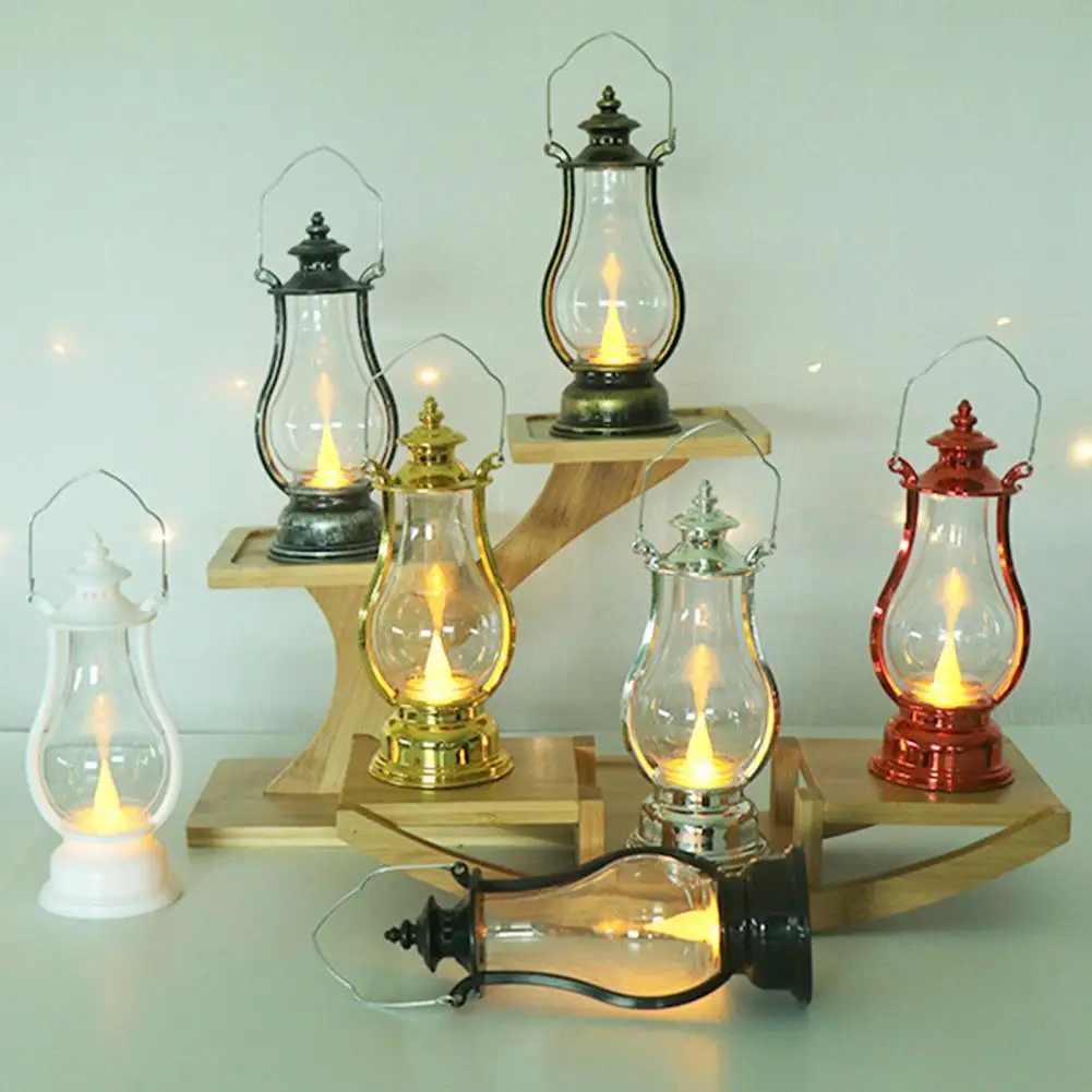 Xmas Oil Lamp Retro Style Battery Powered Non-Glaring LED Lantern ABS Decorative Energy-saving Bedside Lamp For Home