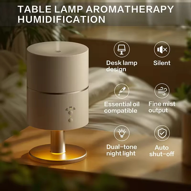 2-in-1 Ultrasonic Humidifier with Night Light | Quiet Humidifier for Bedroom, Dorm, Office | Small Portable Mist Humidifier