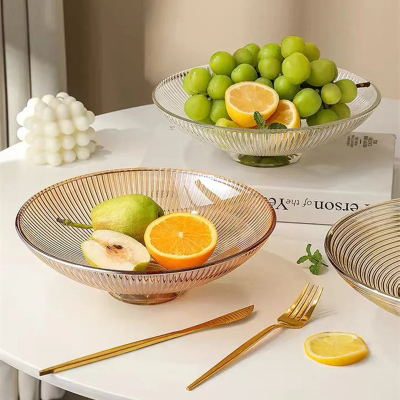 Striped Glass Table Desktop Large Storage Container Crafts Decoration
