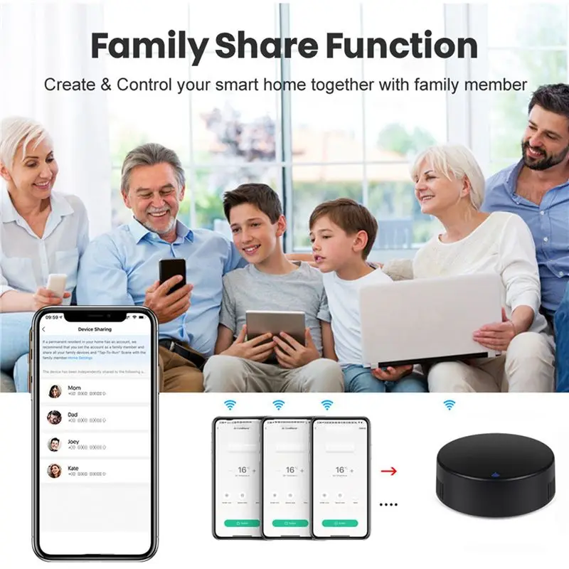 ABKN Tuya Smart RF IR Remote Control WiFi Smart Home Infrared Controller for Air Conditioner TV Alexa for Google Home