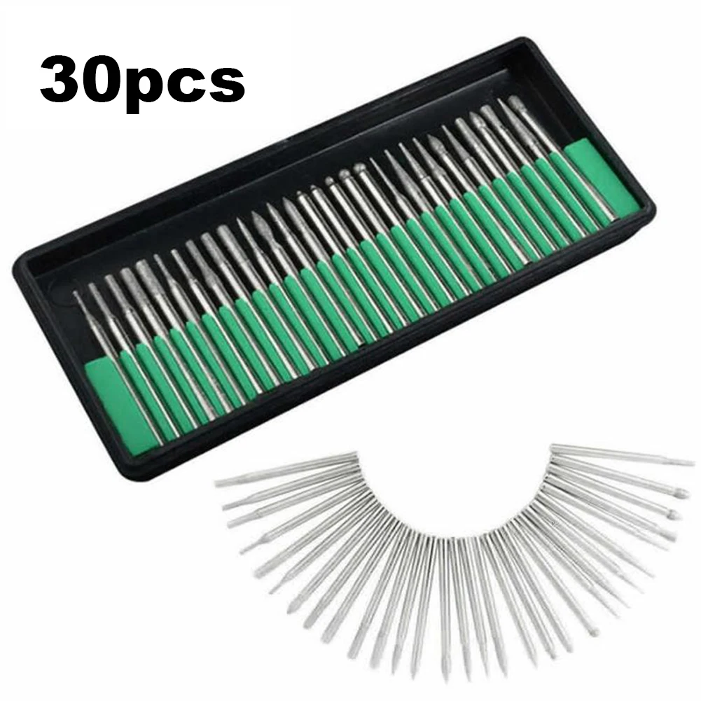 

30 шт. 2,35 мм набор алмазных шлифовальных насадок для камня, стекла, металла, закаленных сплавов, ювелирных изделий, промышленной отделки и полировки