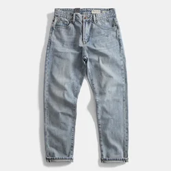 Pantalones vaqueros de pierna recta para hombre, pantalón informal de algodón, color Blanco Viejo