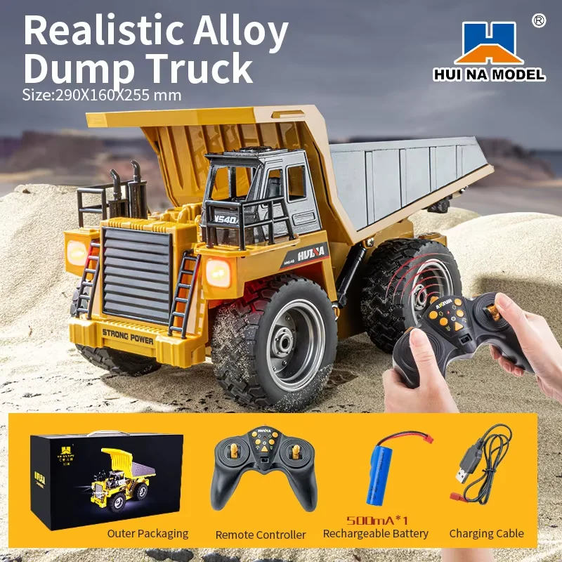 HUI NA Engineering Vehicle 533D Simulation Alloy Dump Truck Earth-moving Dump Truck Model Toy Truck Heavy duty tractor RC Cars