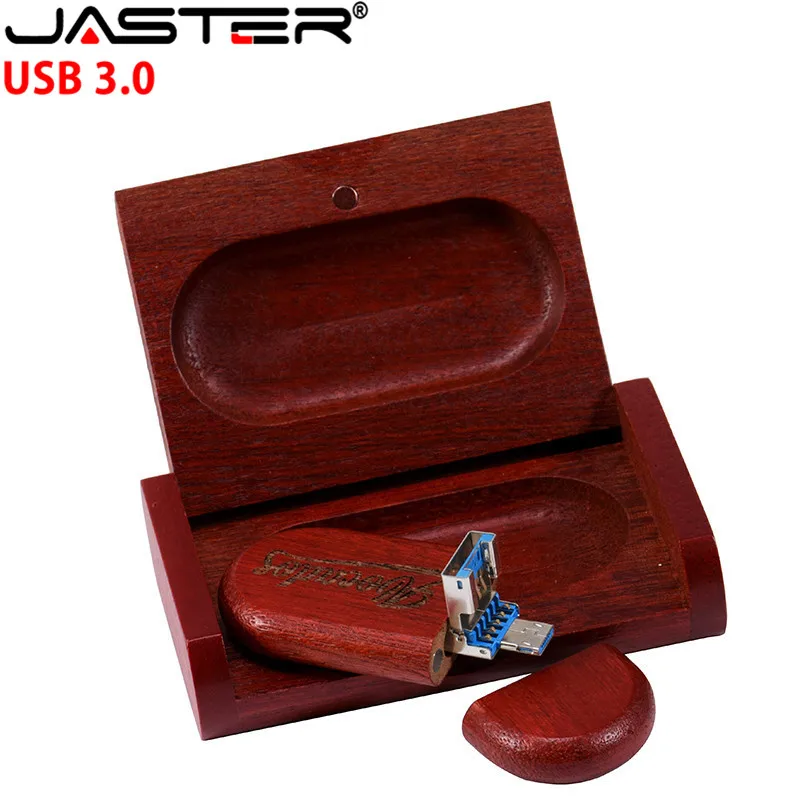 JASERT-unidad flash de madera 2 en 1, pendrive USB 3,0 de 64GB, 4GB, 8GB, 16GB, 32GB, 128GB, con logotipo personalizable