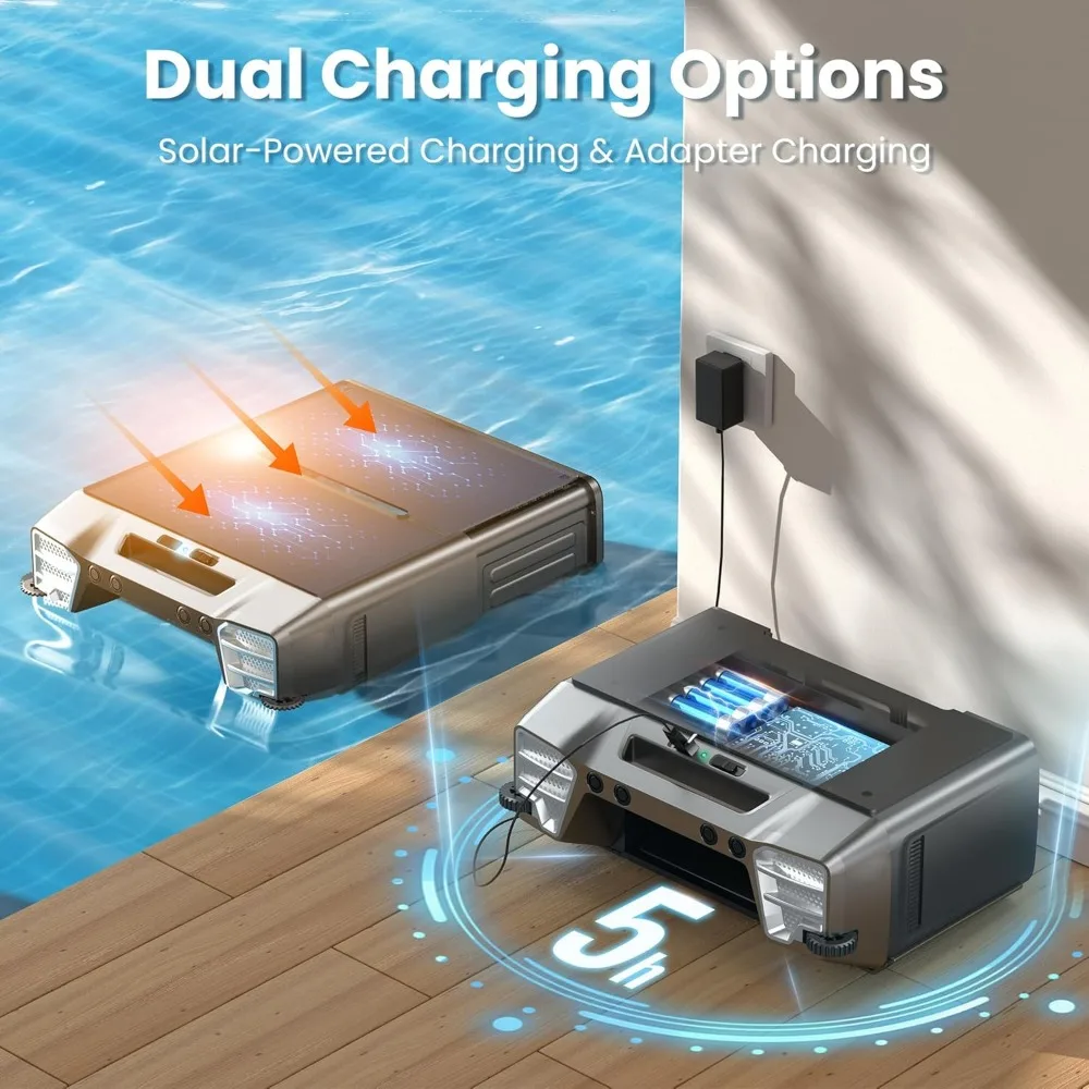 Robotzwembadskimmer Op Zonne-Energie Met Dubbele Oplaadmogelijkheden, Spotreiniging En Zelfparking, Ideaal Voor Boven/In De Grond Gelegen Zwembad