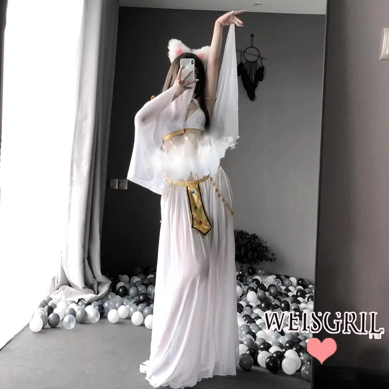 Maßgeschneiderte Sexy Göttin Bauchtanz Kostüme Ägyptische Königin Uniform Cosplay Exotische griechische Aladdin Dunhuang Western Region Tänzerin
