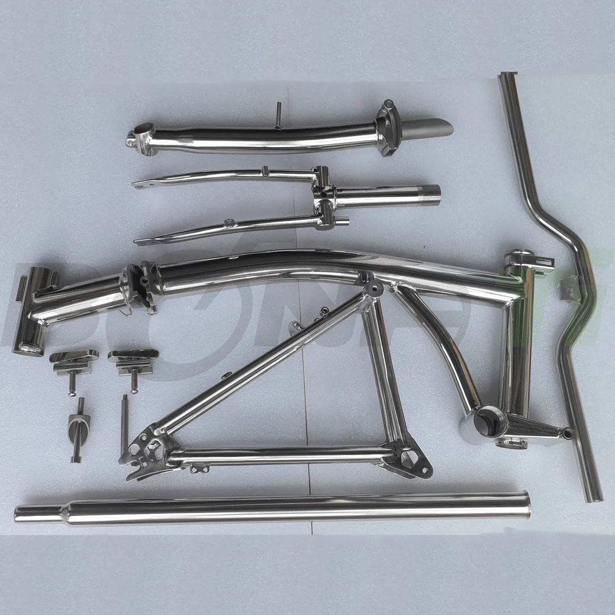 Mirror Polished Titanium Alloy Tri-fold Bicycle Framesets for P Line Brompton Bike