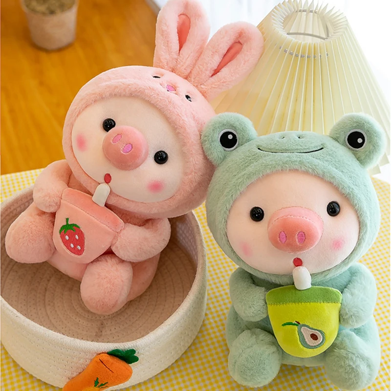 

Cute Cartoon Pig Plush Toy Rabbit Hat Pig Doll Stuffd Animals Plushies Bed Sofa Decoration Birthday Gifts for Kids & Adults