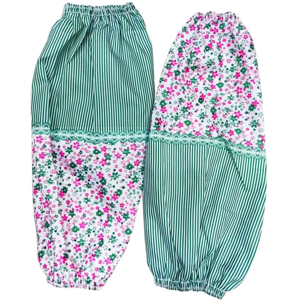 1 Pair Waterproof Striped Floral Oversleeves Antifouling Dirt Resistant Arm Cover Sunscreen Dustproof Women's Sleeves Adult