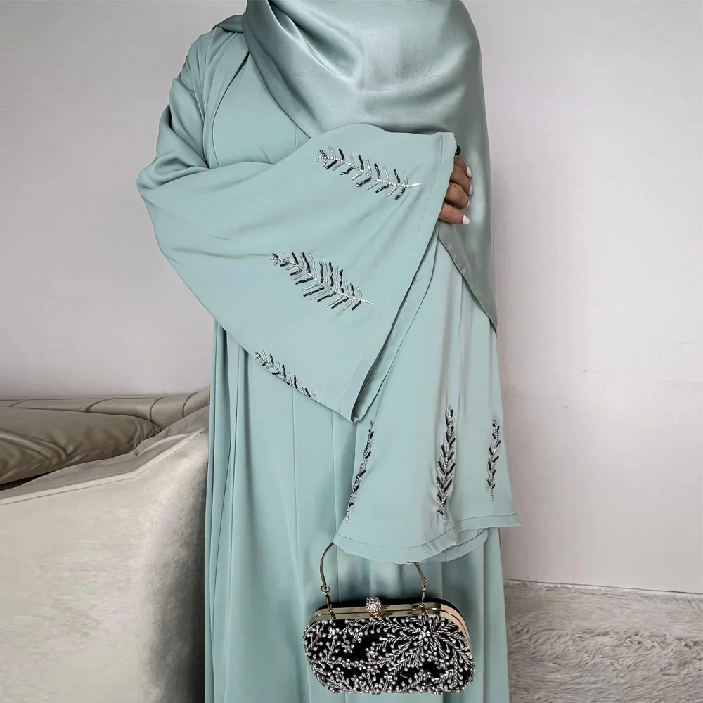Eid Abaya 2 pièces ensemble femmes musulmanes correspondant ensemble diamants Kimono Robe modeste Robe Islam vêtements Ramadan Kebaya caftan Jalabiya