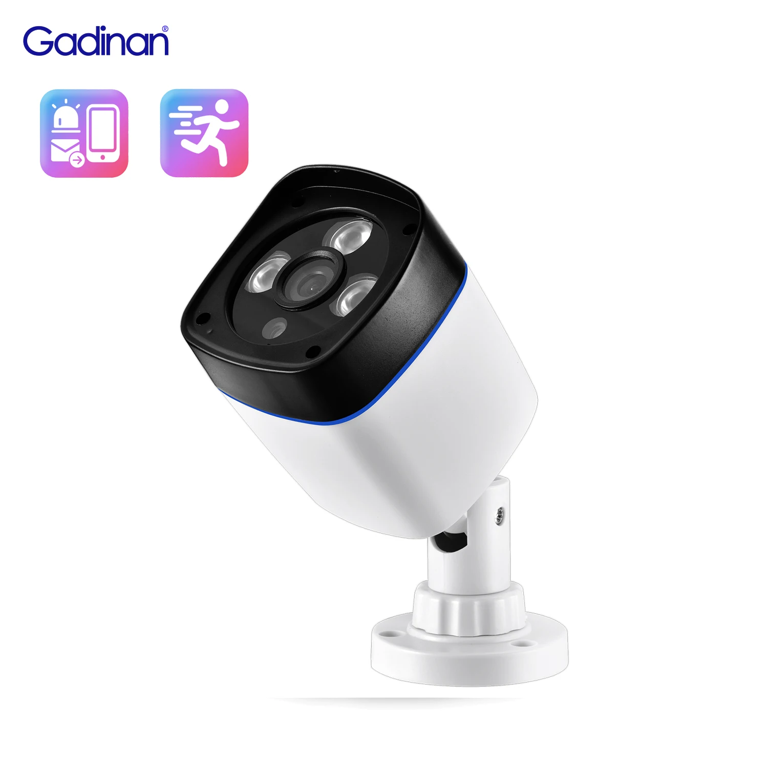 Gadinan 48V POE 8MP IP Bullet Camera 5MP H.265+ Surveillance 2.8mm Wide Angle Home CCTV Night Vision Outdoor Camera Waterproo