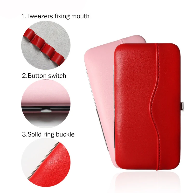 まつげピンセットボックス PUレザー製 空ボックス まつげエクステ用品 ビューティークリップ はさみ収納ボックス ポータブル眉毛ピンセットケース