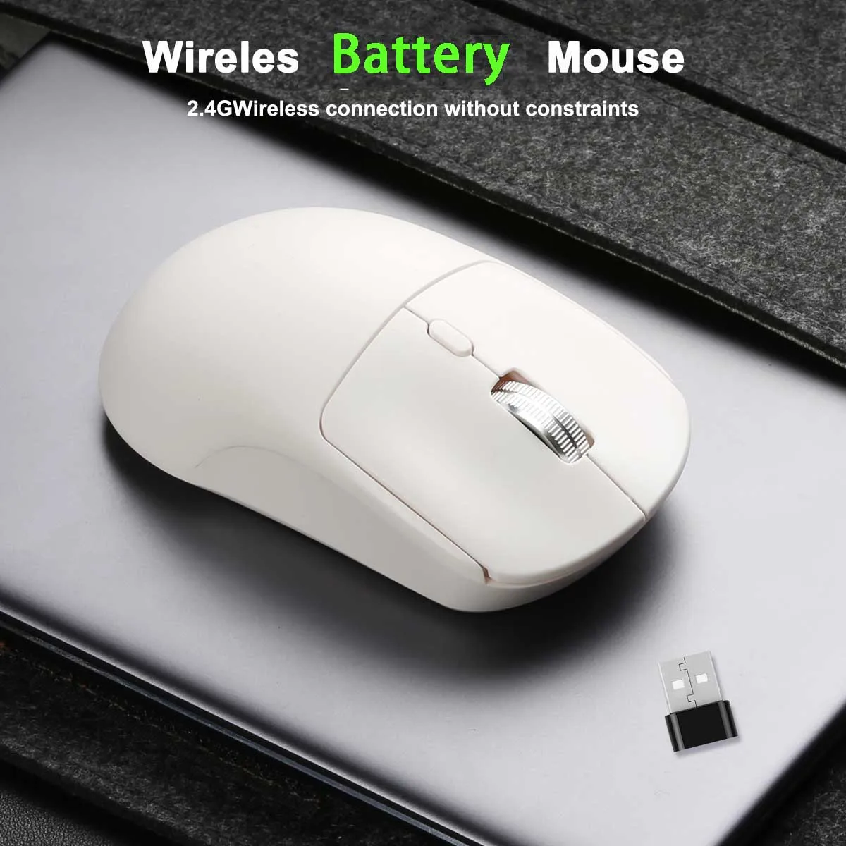 Mouse Gamer Sem Fio 2.4G, Mouse de Escritório com Bateria, Adequado para Laptops e Computadores de Mesa, Mouse Leve para Jogos