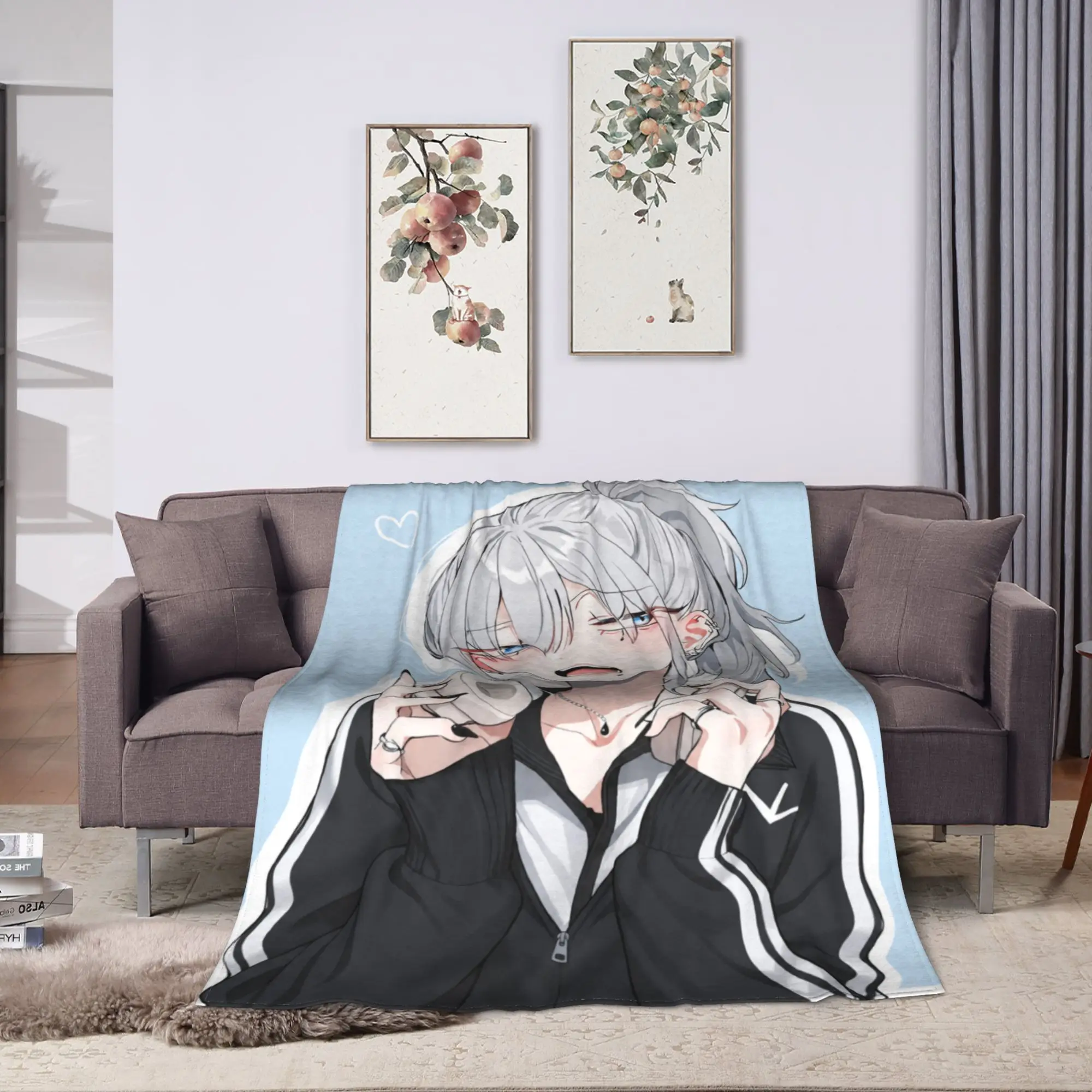 Haimiya Senpai Wa Kowakute Kawaii Manga Blanket Girls  Flannel Throw Blanket For Living Room Warm DIY Quality Bedspread Gift