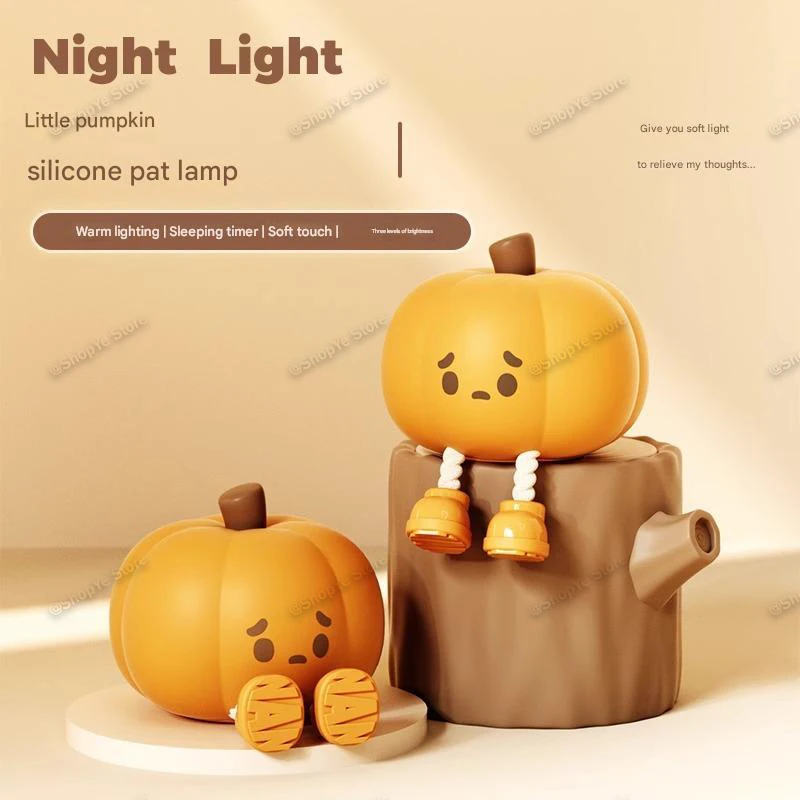 

Милый ночник в виде тыквы на Хэллоуин, украшенный светодиодным ночником на Хэллоуин со спальной зарядной лампой, милый подарок для девочек на Хэллоуин