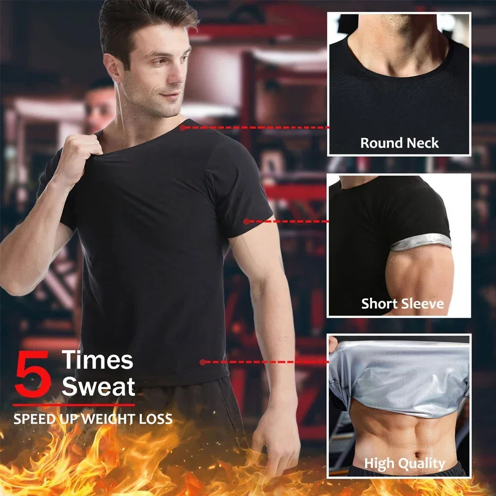 Professional Sauna Suit for Men Women Sweat Sauna Shirt Workout Sauna Vest Short Sleeve Jacket Top Body Shaper Slimming Fitness