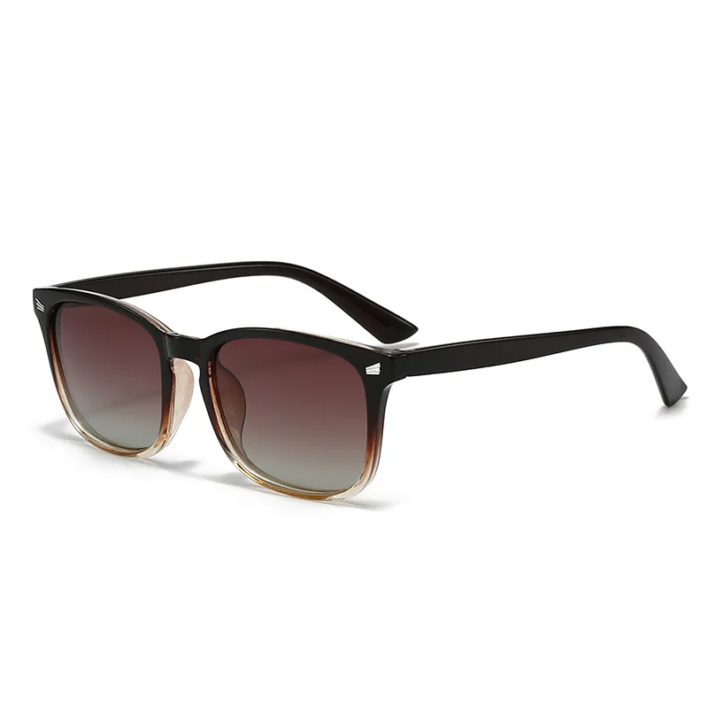Quadratische Sonnenbrille mit Farbverlauf für Männer und Frauen, zweifarbiger Rahmen, braun-graue Farbverlaufsgläser, lässige Alltags- und Outdoor-Brille