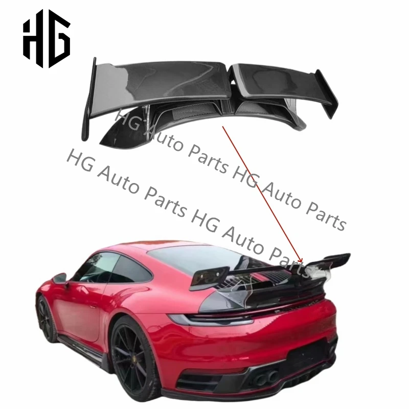 

For Porsche 911 992 Carrera TECHART Style Car Body Kit Gloss Carbon Fiber Trunk Tail Rear Spoiler GT Wing Modified Accessories