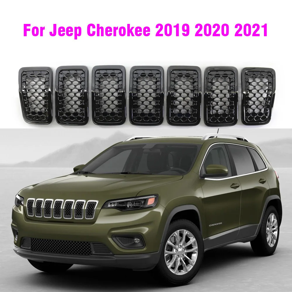 Exterior Honey Comb Racing Grilles For Jeep Cherokee 2019 2020 2021 Front Radiator Grille Insert Kit 6AZ88XS9AB