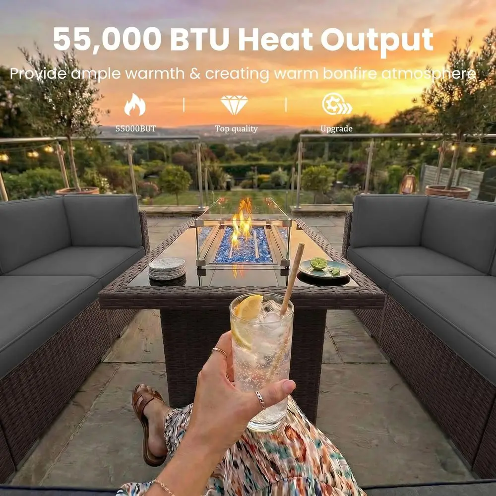 15-teiliges Outdoor-Gartenmöbe – Outdoor Furniture With Fire Pit Table Bewertung und Preis