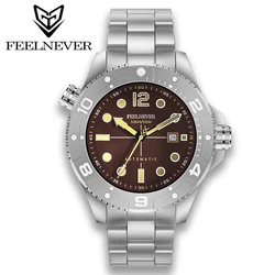 FEELNEVER 50Bar Diving Big Dail Mens Mechanical Watch Waterproof Super Luminou Sapphire Glass Automatic Males Watch reloj hombre