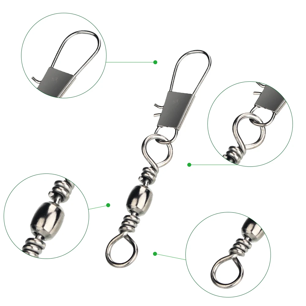DNDYUJU 20-100pcs Carbon Steel Pike Fishing Barrel Bearing Rolling Swivel Pin Fishhook Lure Connector FishingAccessories Tackle