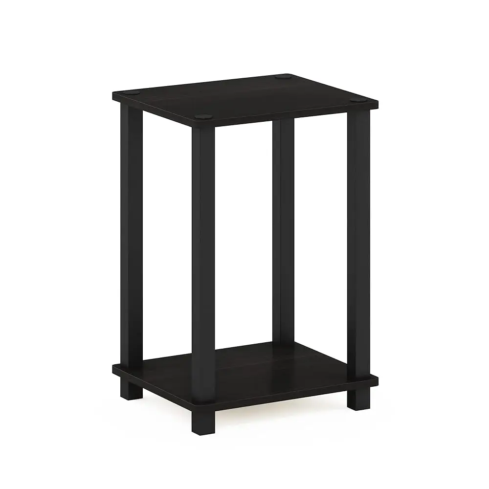 

Simplistic 1-Tier End Side Night Stand/Bedside Table With Plastic Poles, Espresso/Black