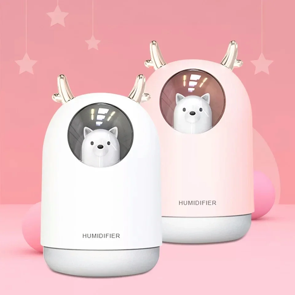 

USB Humidifier Air Purifier Ultrasonic Cool Mist Maker Aroma Diffuser 300ML Lovely Bear LED Lamp Mini Aromatherapy Humidifier