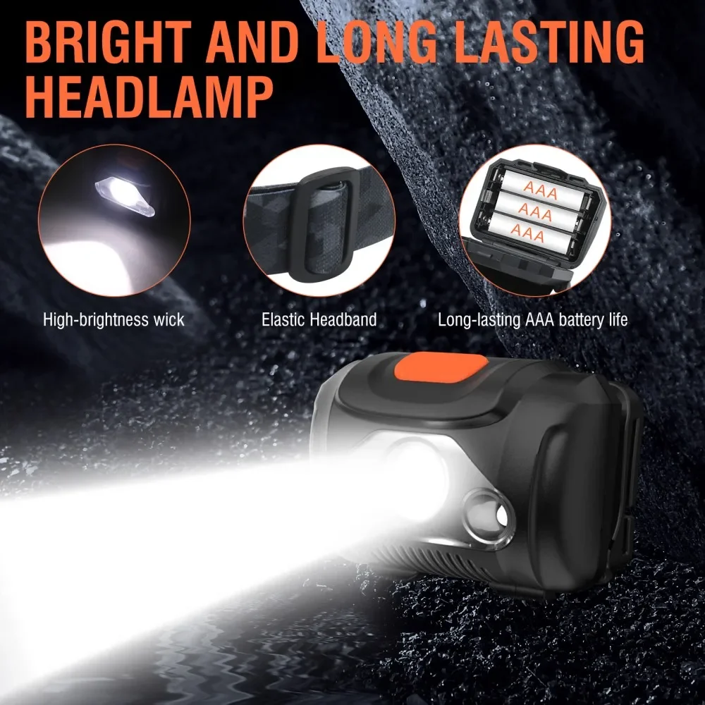 BORUiT H09 LED Mini Headlamp White Red ABS Headlight IPX4 Waterproof Head Torch Use AAA Battery Fshing Hunting Lantern