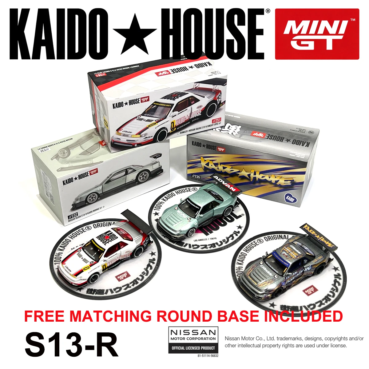Kaido House x Mini GT 1:64 Silvia S13-R Circuit Spec V1 DRIFT KHMG251 KHMG232 KHMG235 JDM Dieast Collectible Model Vehicles