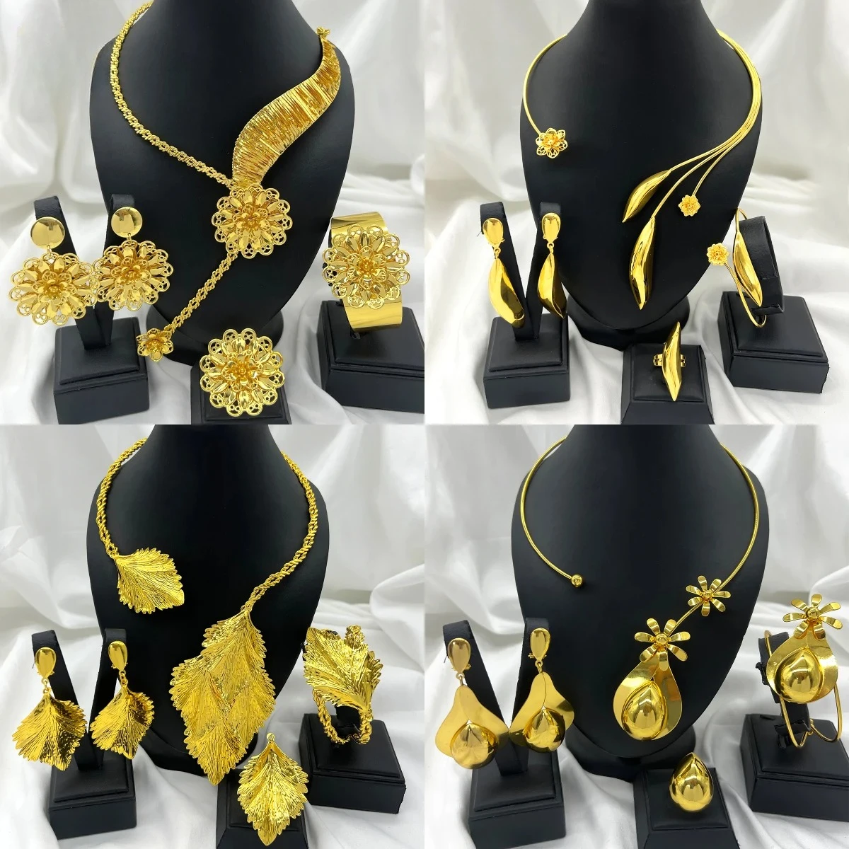 Elegant Dubai 24K Gold Plated Necklace Earrings Fashion New Design Trendy Jewelry Sets for Women Party Gift Wedding Accessories