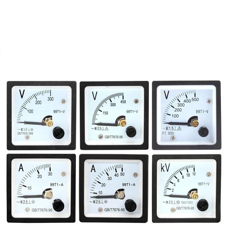 1pc 99T1-V Square 48*48mm 250V/300V/450V/500V/600V/750V/1000V Volt Pointer Meter AC Analog Voltmeter