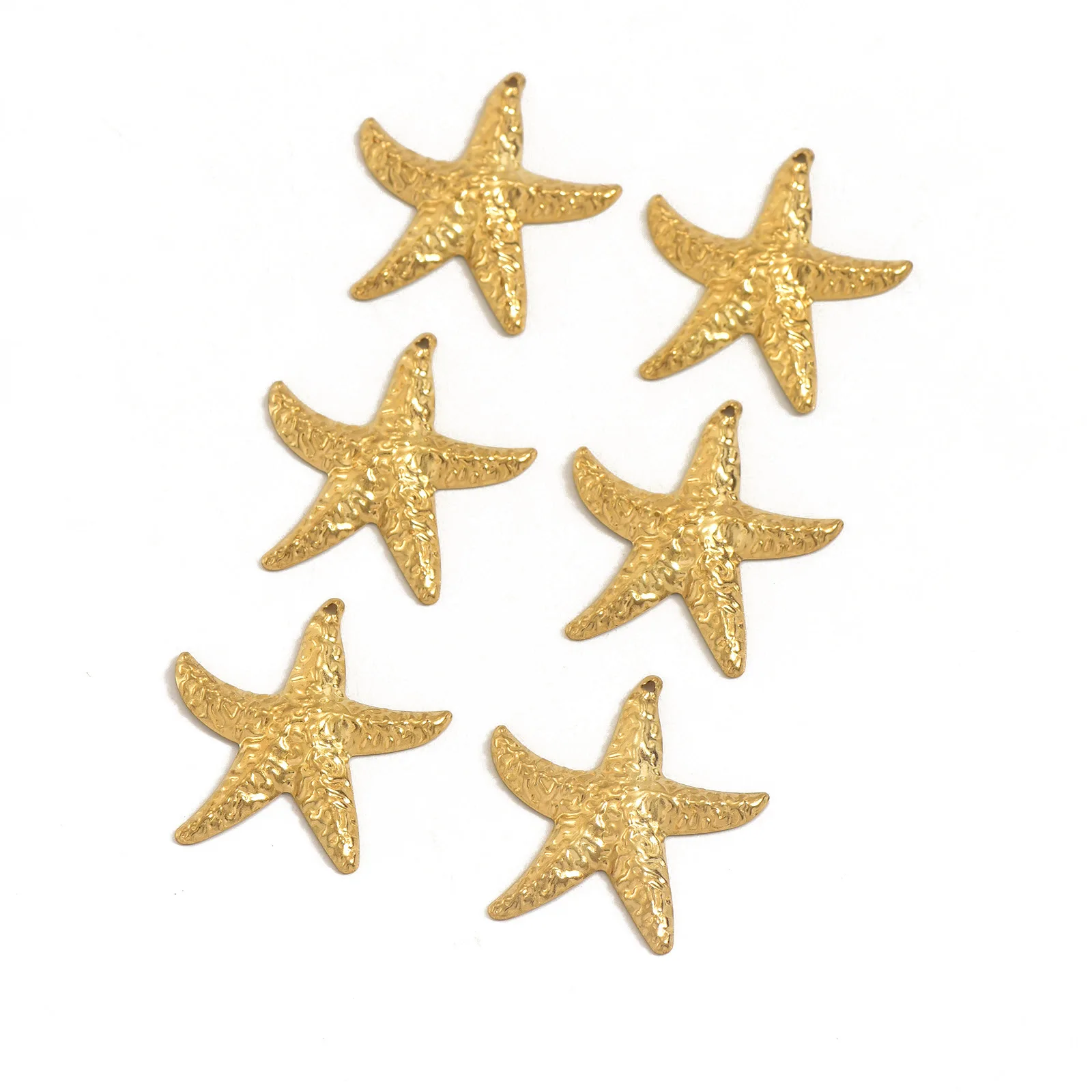 

200PCS 3D Embossed Starfish Charm Pendants 33.9x32mm Handmade Earrings Bracelets Jewelry Making Supplies DIY Crafts Accessories