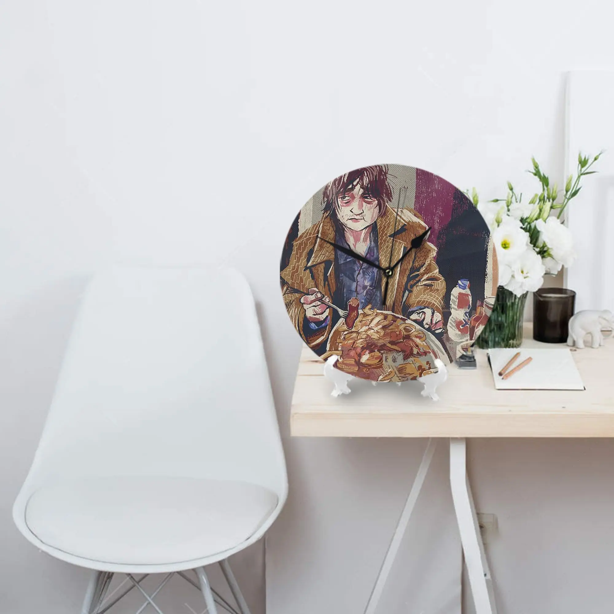 Pete Doherty Demolishing a Large Breakfast Wall Clock Room Decoration Silent Round Clock for Bedroom Living Kitchen Home