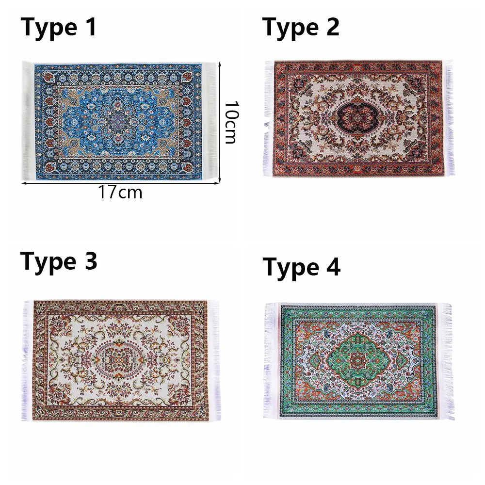 Alfombra tejida en miniatura de estilo turco, revestimientos de suelo para casa de juegos, alfombra para casa de muñecas, accesorios para muñecas a escala 1:12