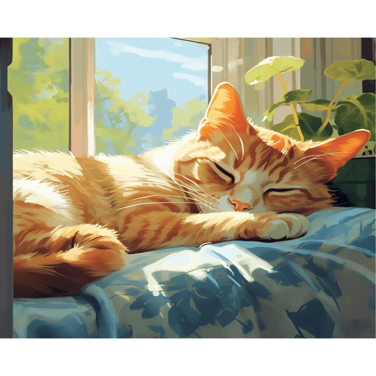 120915 DIY Paint By Numbers Kit for Adults - Cat, Acrylic Digital Oil Painting Art on Canvas Wall Decor Gift No Frame