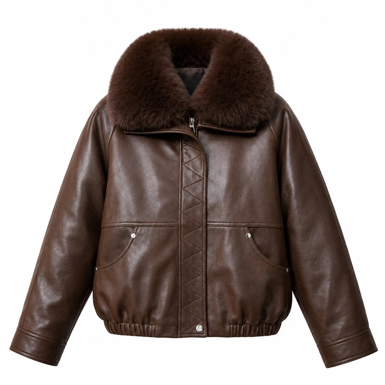 Women Leather Jacket Winter Parkas Coat Thicke Warm Cotton Padded Jacket Cold-proof Removable Large Fur Collar Leather Outerwear