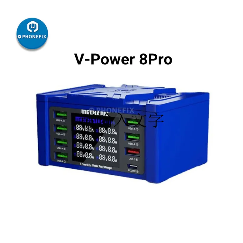 MECHANIC V-Power 6 8 8S 8Pro Super Fast Charger LED Independent Digital Display Multi Port Quick Wireless USB Charging Station