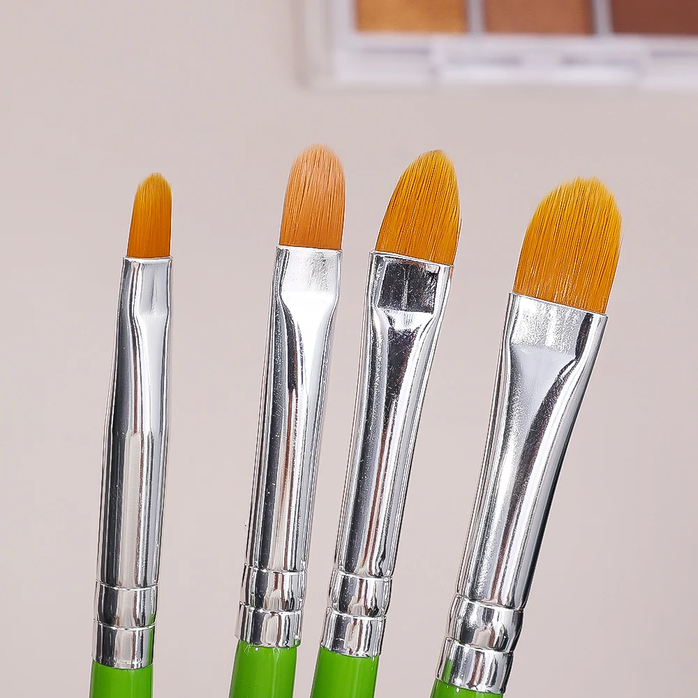 Pinceaux de maquillage professionnels pour fard à barrage et correcteur, brosse cosmétique à tête plate douce pour les yeux et le visage, manche en bois, outils de beauté pour femmes, 1/4 pièces